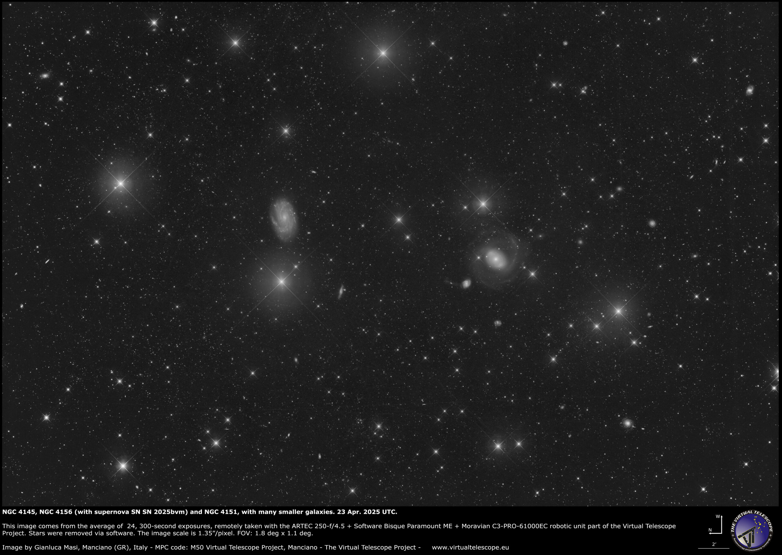 NGC 4156 (with SN 2025bvm, NGC 4151 and NGC 4145.