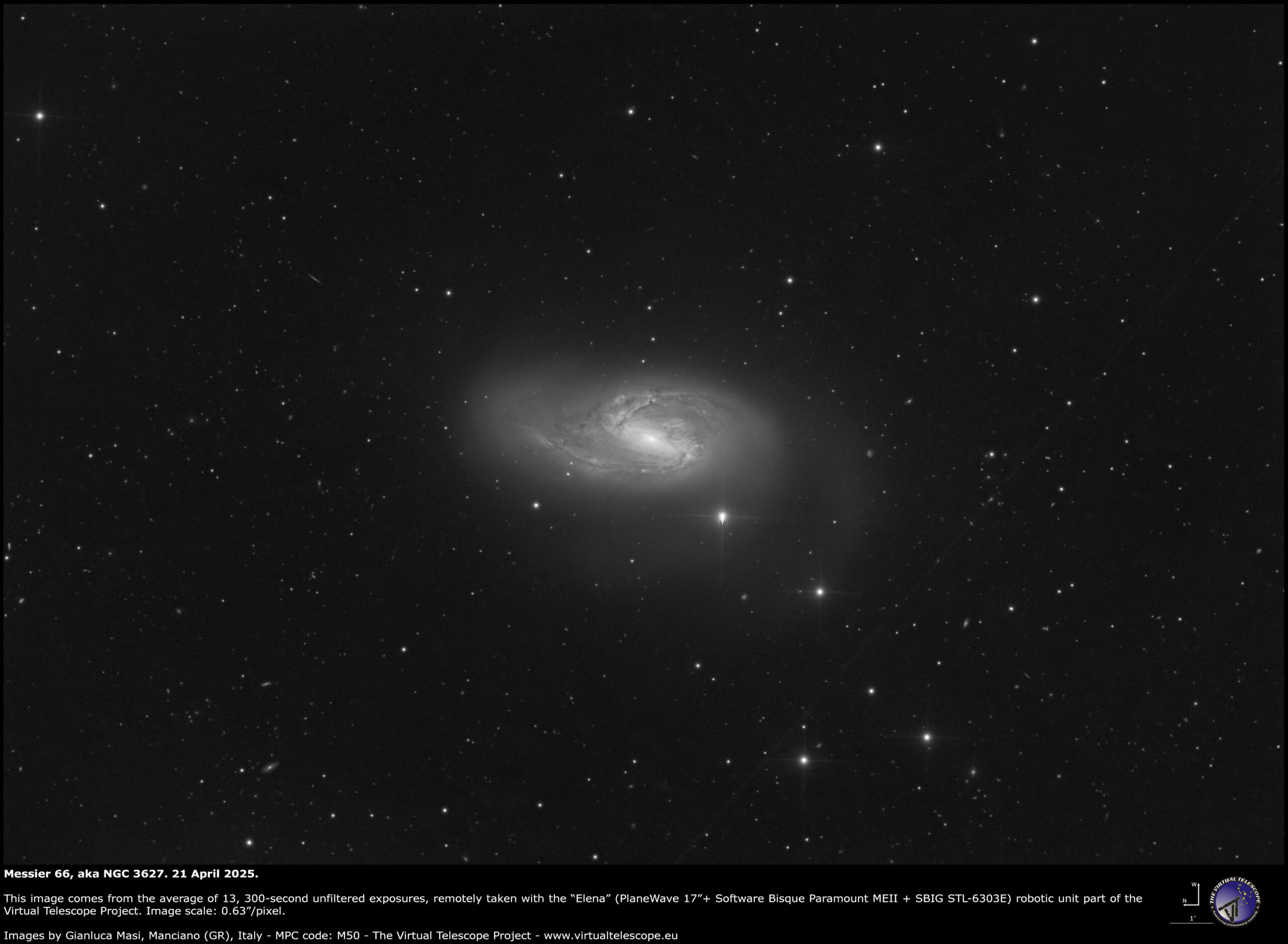 Messier 66, also known as NGC 3627.