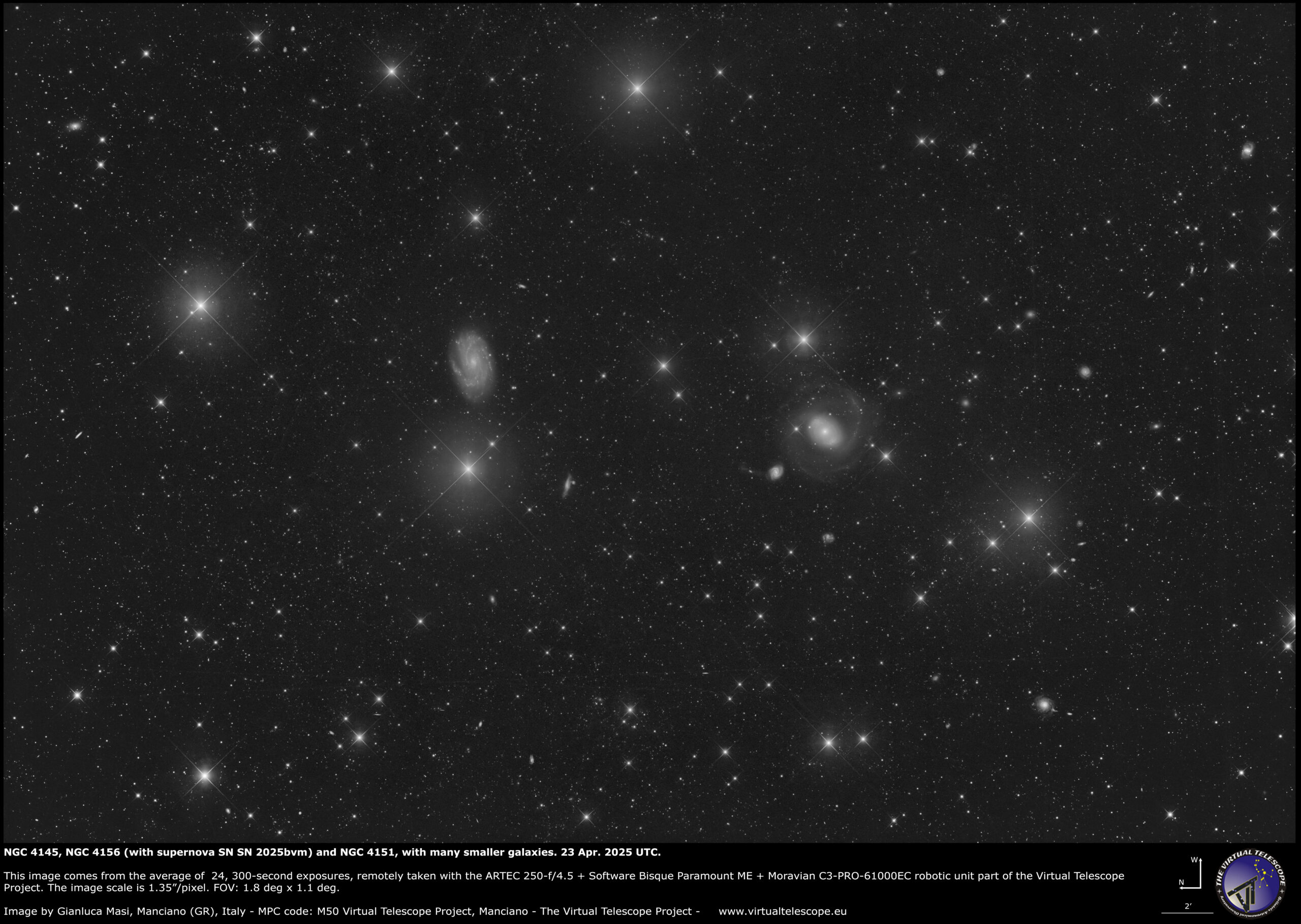 NGC 4156 (with SN 2025bvm, NGC 4151 and NGC 4145.