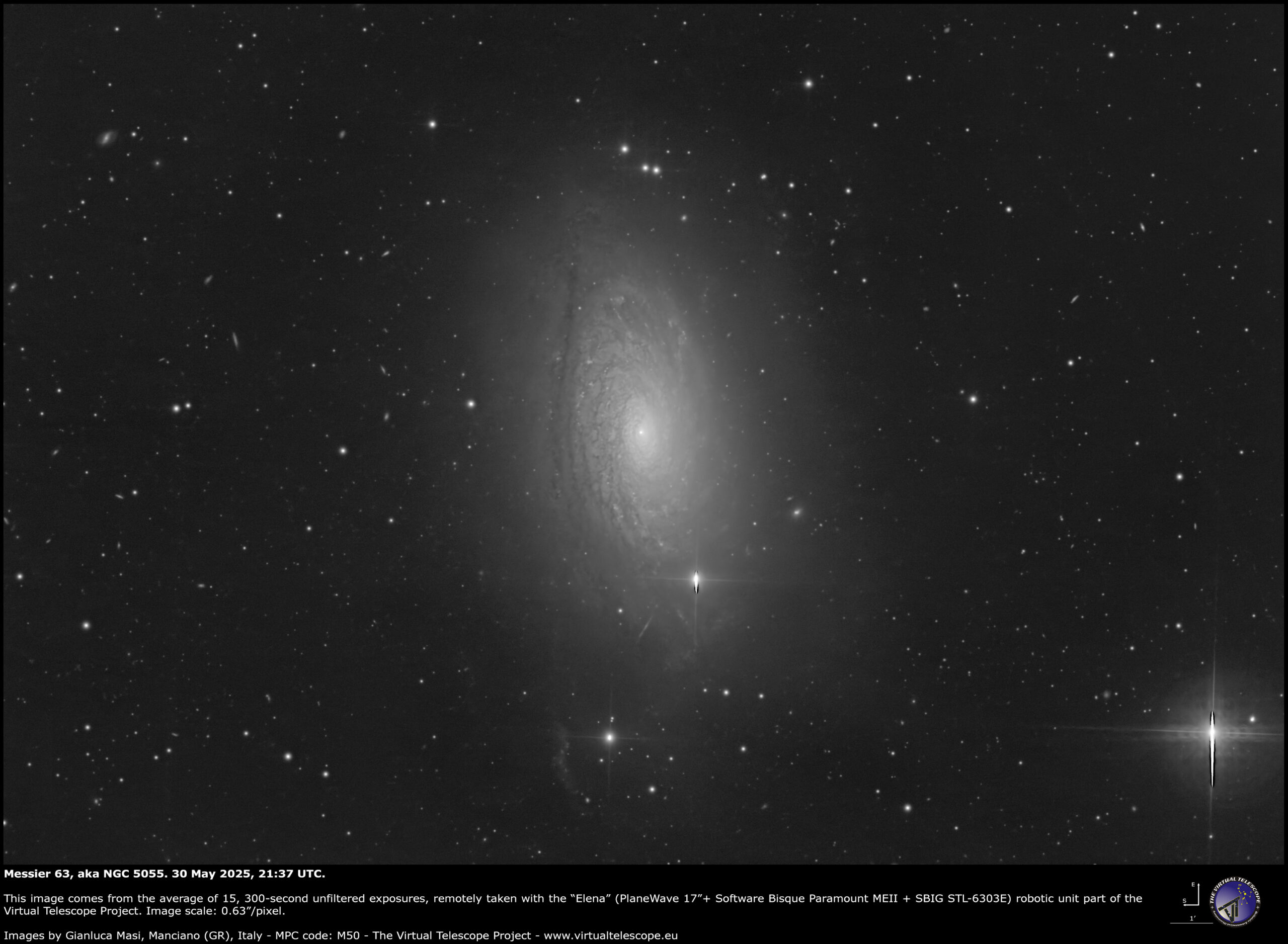 M63, the "Sunflower" galaxy. 30 May 2025.