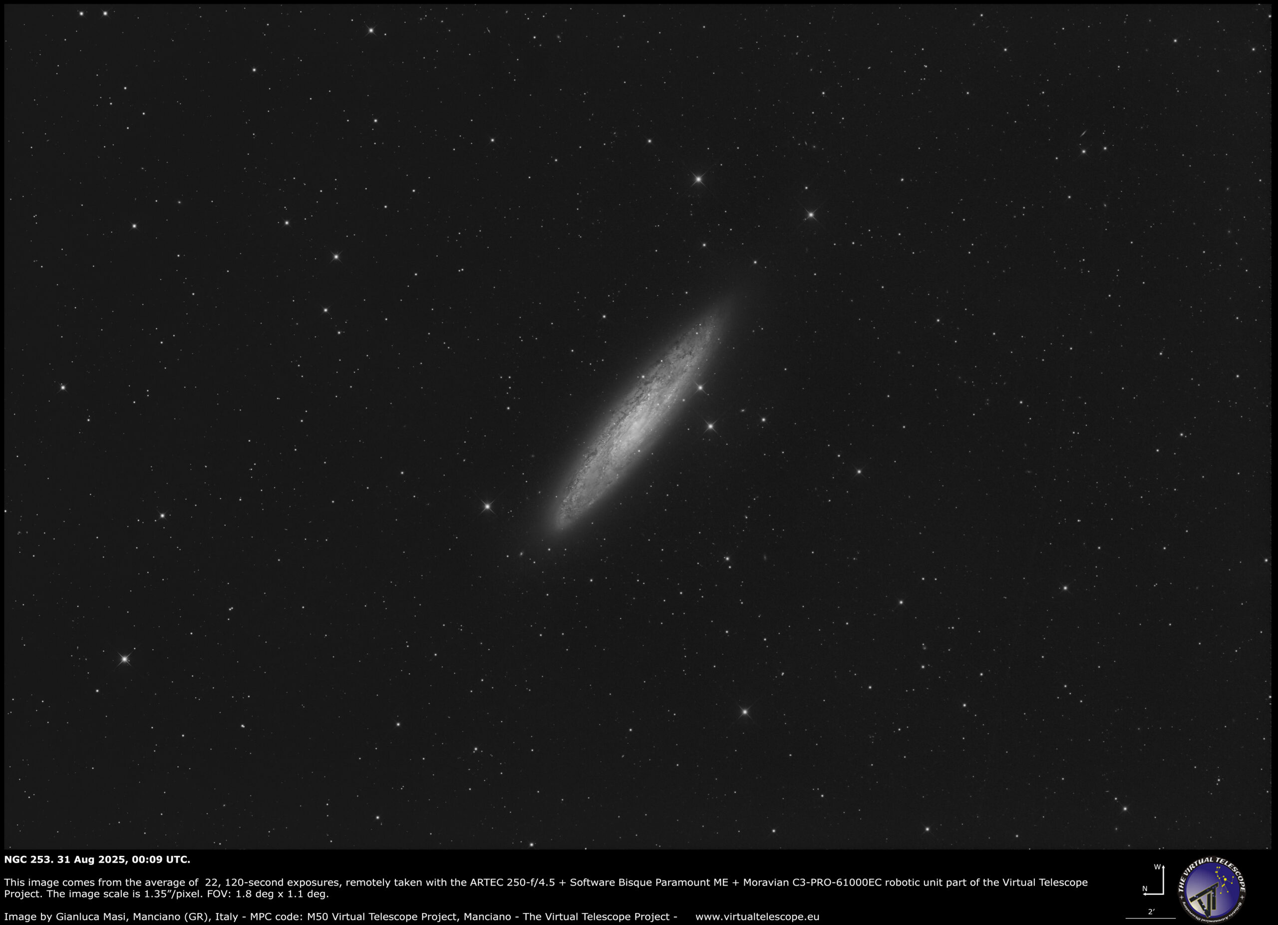 The intermediate spiral galaxy NGC 253.