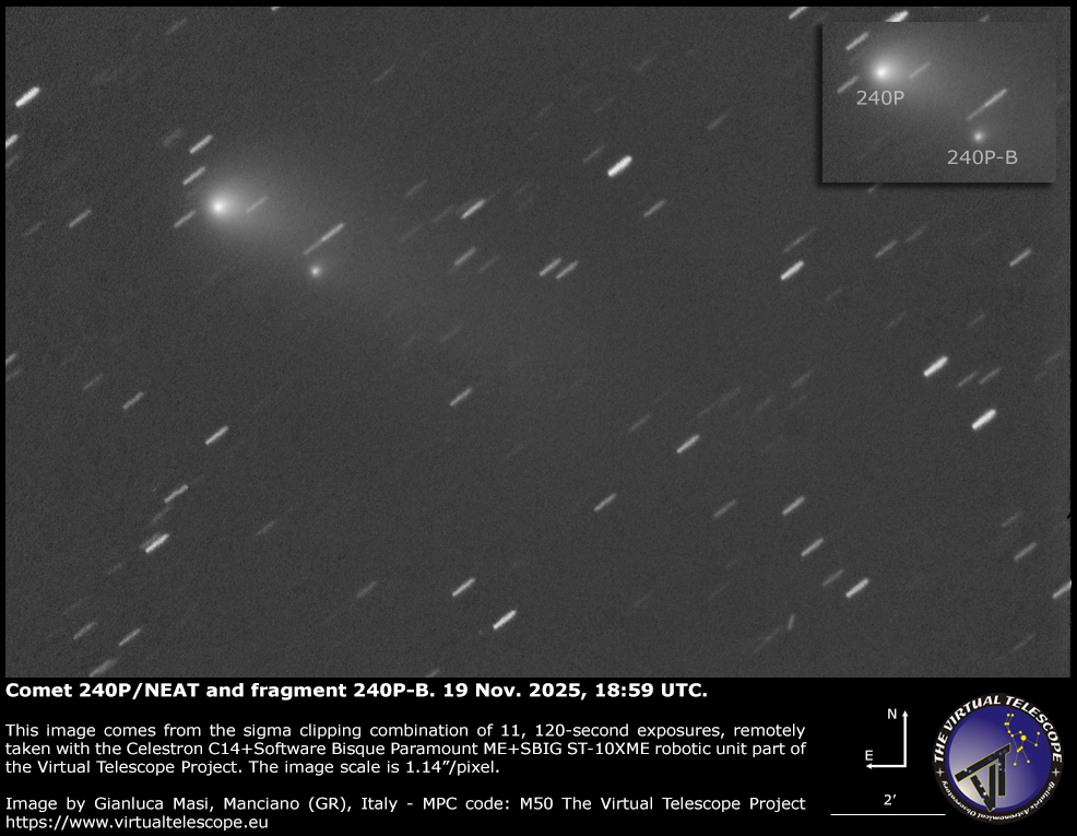 Comet 240P/NEAT: A and B fragments. 19 Nov. 2025.