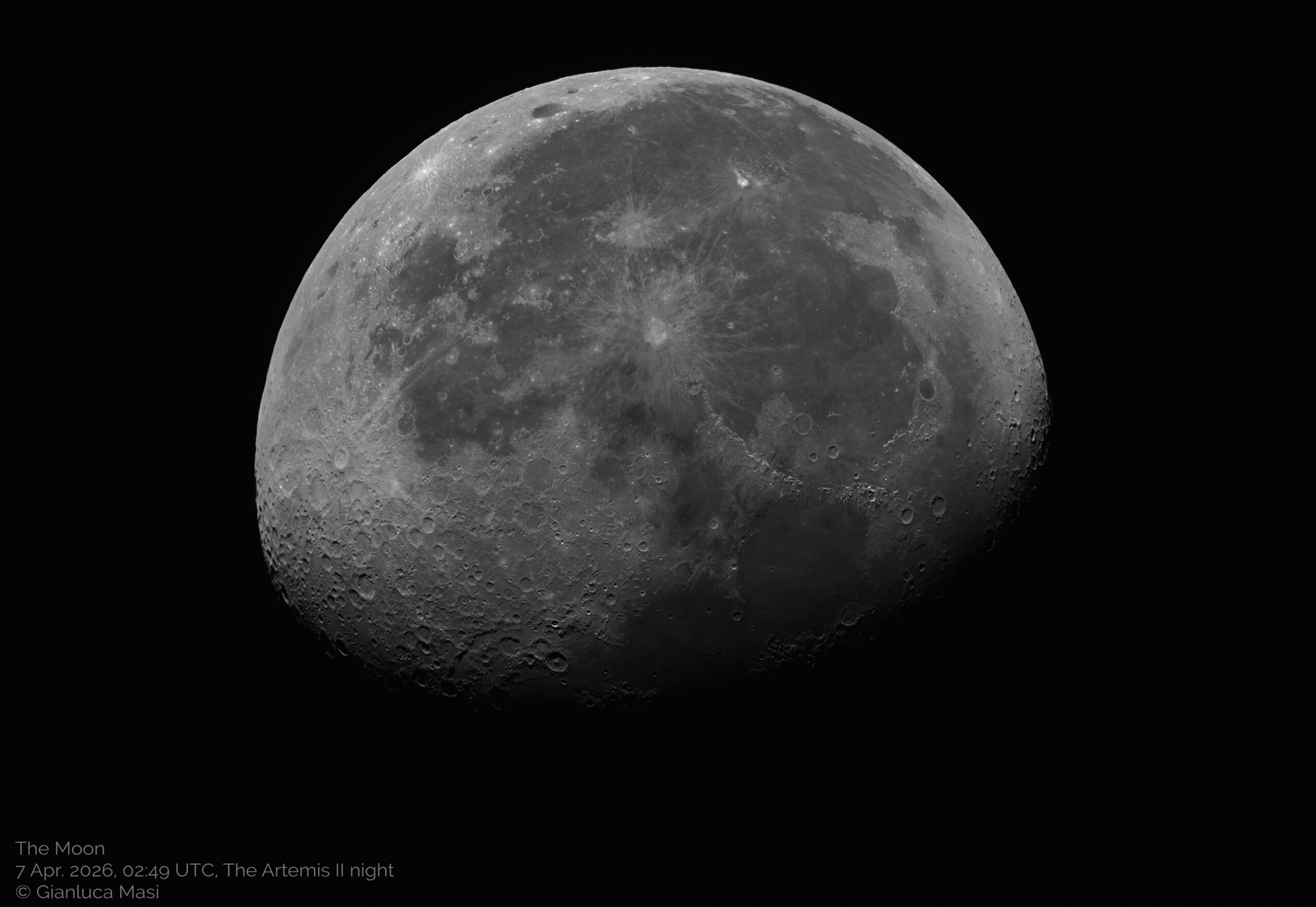 The Moon, imaged while ARTEMIS II's Orion spacecraft was at its maximum, record setting distance from the Earth. 7 Apr. 2027.