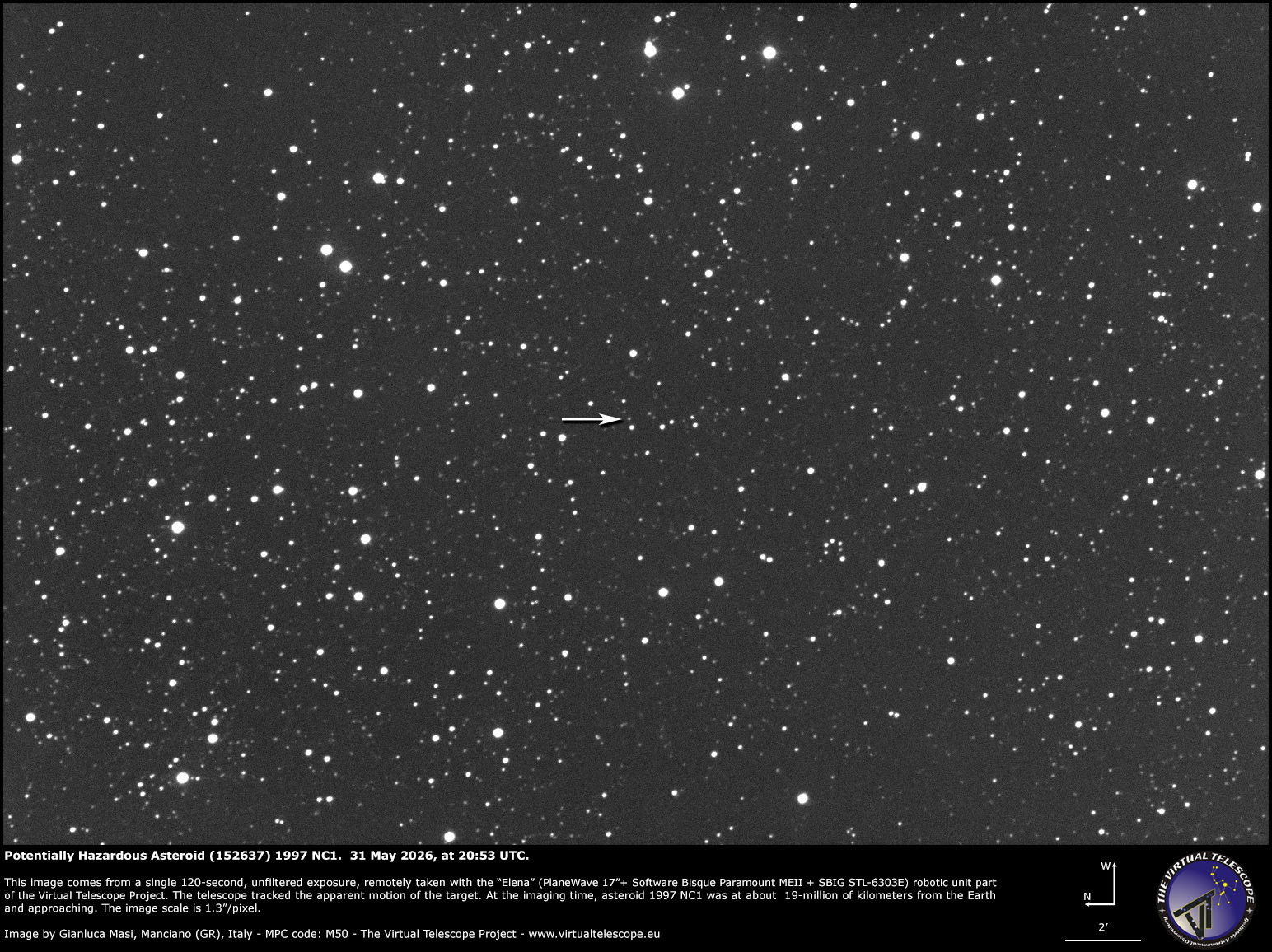 Potentially Hazardous Asteroid (152637) 1997 NC1: 31 May 2026.