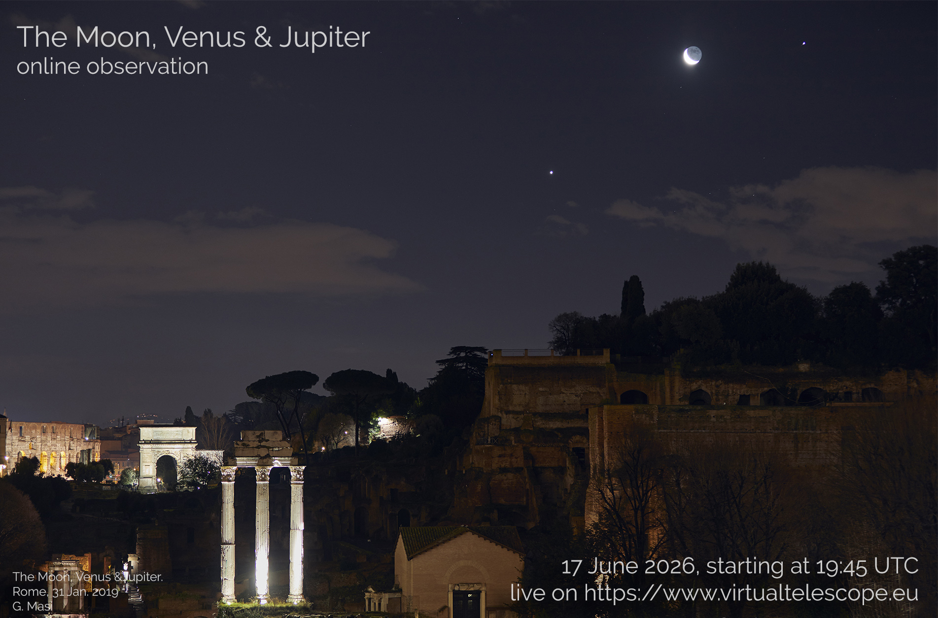 The Moon, Venus 6 Jupiter: poster of the event.