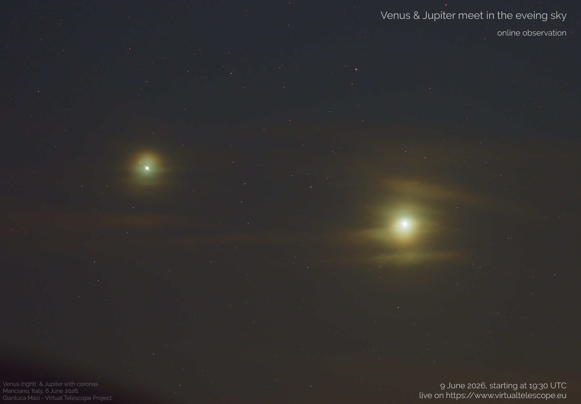 Venus 6 Jupiter meet in the sky: poster of the event.