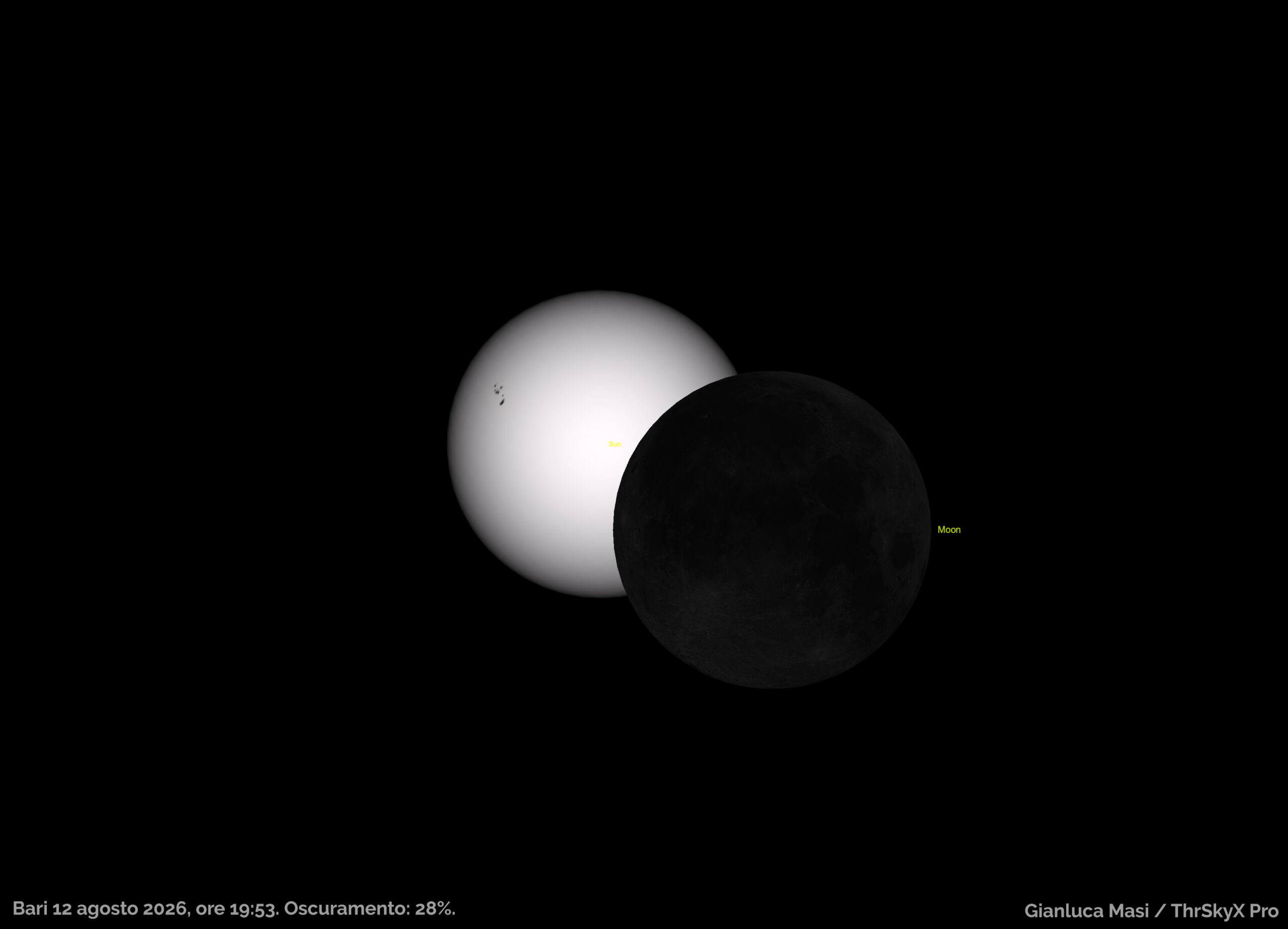 Fig. 5: eclissi solare del 12 agosto 20026: simulazione della fase massima da Bari.