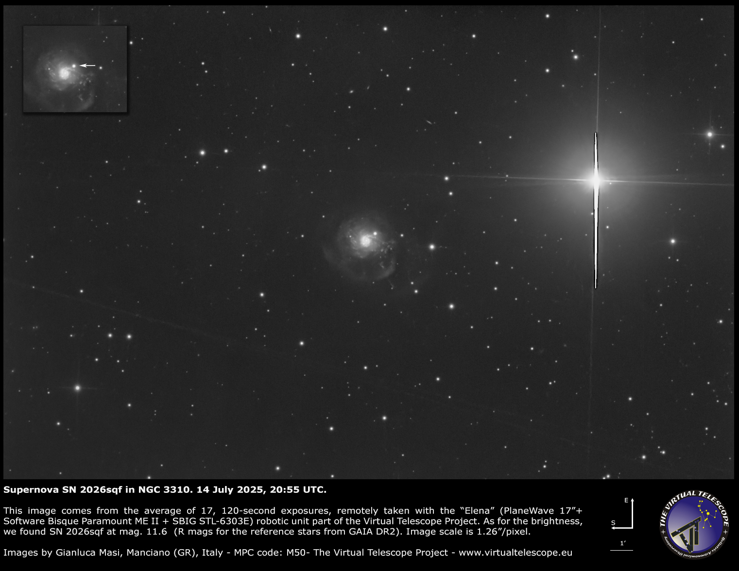Supernova SN 2026sqf in NGC 3310: 14 July 2026.